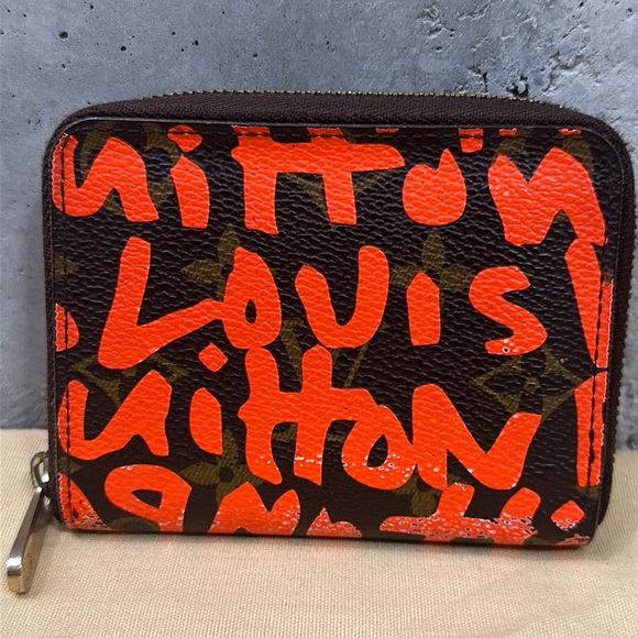 Louis vuitton monogram graffiti neon orange compact zippy zip around wallet - Picture 1 of 12